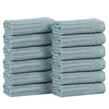 Soho Ribbed Cotton Absorbent Face Towel/Washcloth Set of 12
