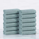 Soho Ribbed Cotton Absorbent Face Towel/Washcloth Set of 12