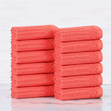 Soho Ribbed Cotton Absorbent Face Towel/Washcloth Set of 12