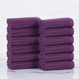 Soho Ribbed Cotton Absorbent Face Towel/Washcloth Set of 12