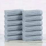 Soho Ribbed Cotton Absorbent Face Towel/Washcloth Set of 12