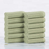 Soho Ribbed Cotton Absorbent Face Towel/Washcloth Set of 12