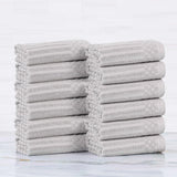 Soho Ribbed Cotton Absorbent Face Towel/Washcloth Set of 12