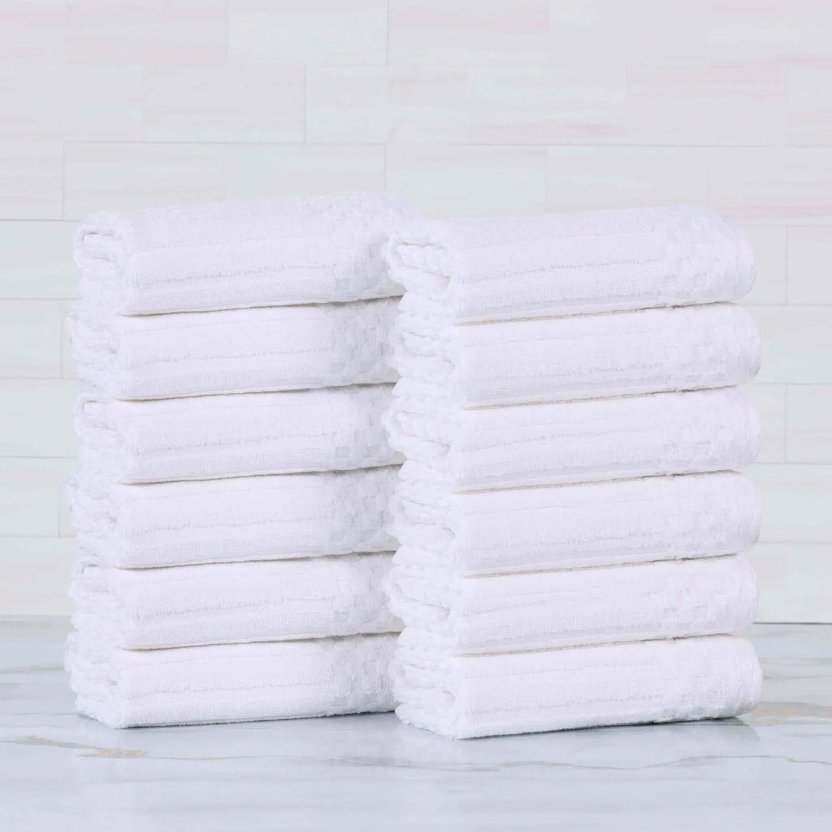 Soho Ribbed Cotton Absorbent Face Towel/Washcloth Set of 12