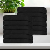 Rolla Cotton Geometric Jacquard Plush Face Towel Washcloth Set of 12