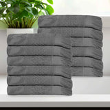 Rolla Cotton Geometric Jacquard Plush Face Towel Washcloth Set of 12