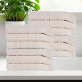 Rolla Cotton Geometric Jacquard Plush Face Towel Washcloth Set of 12