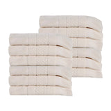 Rolla Cotton Geometric Jacquard Plush Face Towel Washcloth Set of 12