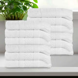 Rolla Cotton Geometric Jacquard Plush Face Towel Washcloth Set of 12