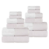 Lodie Cotton Jacquard Solid and Two-Toned 12 Piece Assorted Towel Set