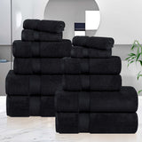 12-Piece Set, 100% Cotton Bathroom Towels, Zero Twist