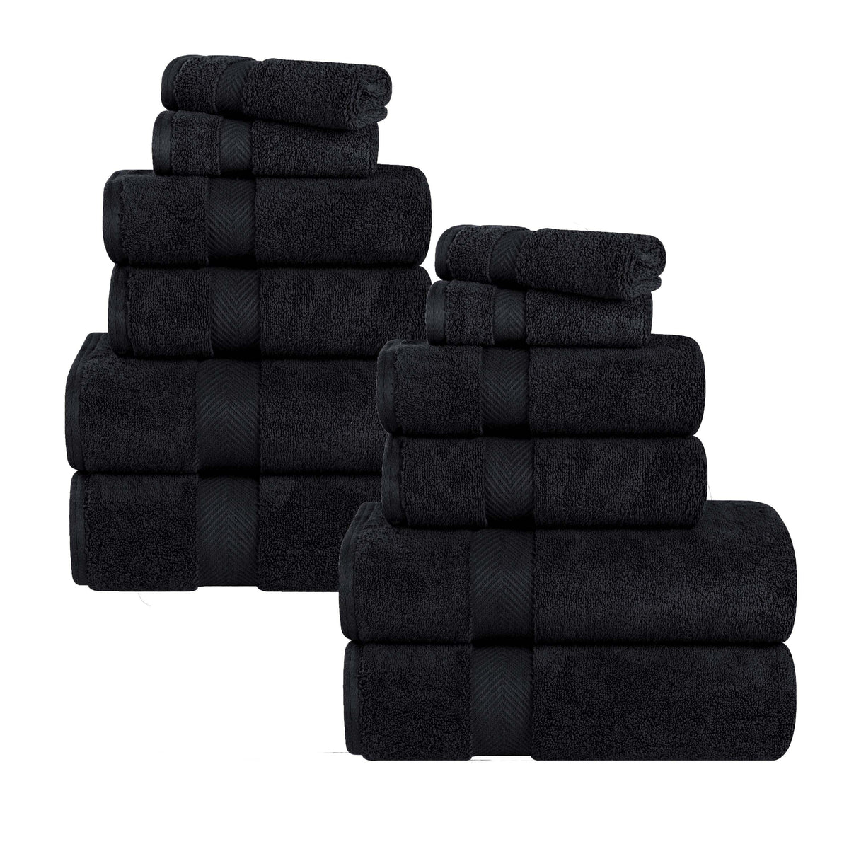 Zero Twist Cotton Ultra-Soft Absorbent Assorted 12 Piece Towel Set