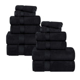 Zero Twist Cotton Ultra-Soft Absorbent Assorted 12 Piece Towel Set