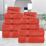 Zero Twist Cotton Ultra-Soft Absorbent Assorted 12 Piece Towel Set