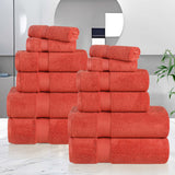 12-Piece Set, 100% Cotton Bathroom Towels, Zero Twist