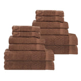 Rolla Cotton Geometric Jacquard Plush Soft Absorbent 12 Piece Towel Set
