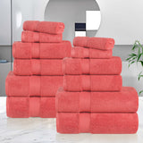 12-Piece Set, 100% Cotton Bathroom Towels, Zero Twist