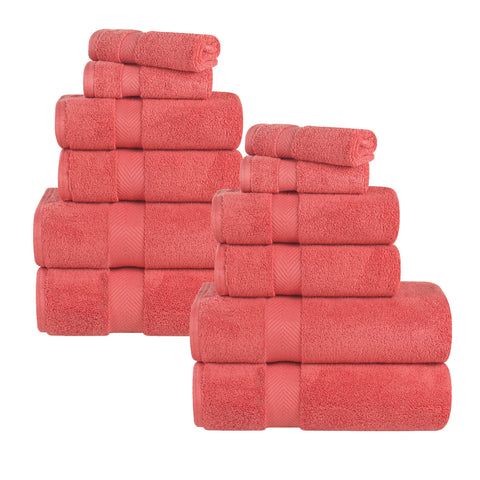 12-Piece Set, 100% Cotton Bathroom Towels, Zero Twist