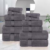Zero Twist Cotton Ultra-Soft Absorbent Assorted 12 Piece Towel Set