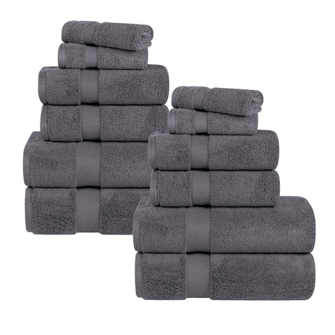 12-Piece Set, 100% Cotton Bathroom Towels, Zero Twist