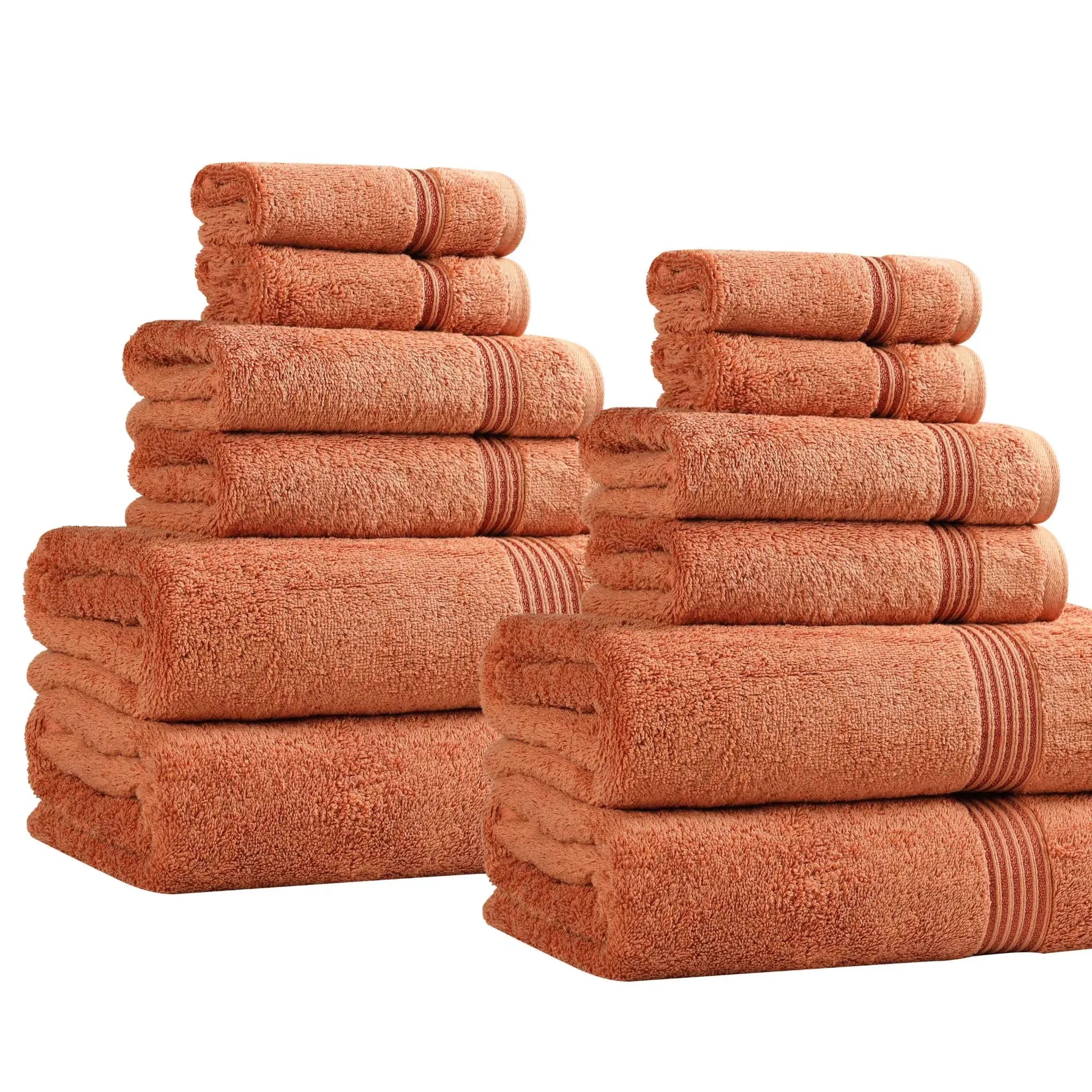 Heritage Egyptian Cotton Plush Absorbent Luxury 12 Piece Towel Set