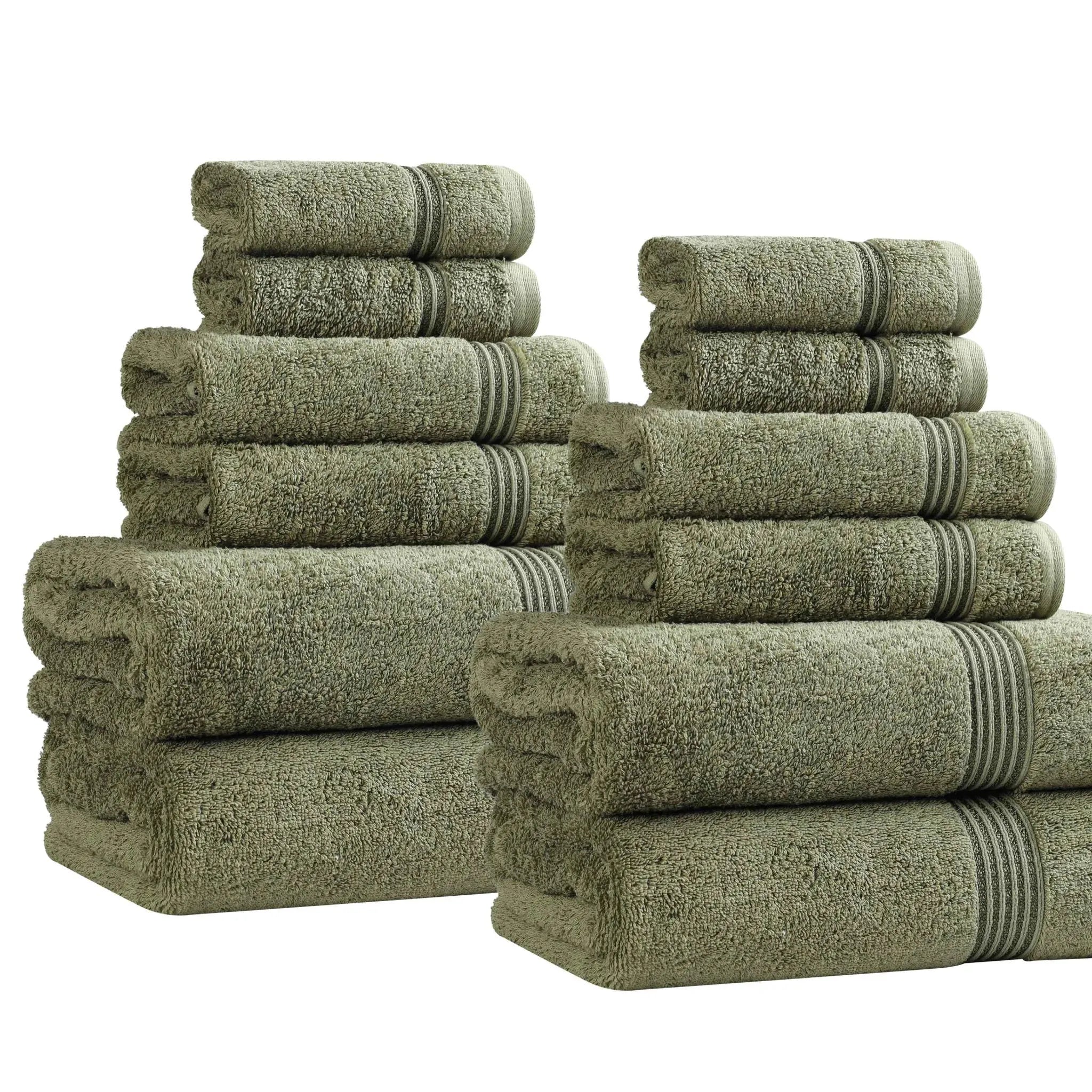 Heritage Egyptian Cotton Plush Absorbent Luxury 12 Piece Towel Set