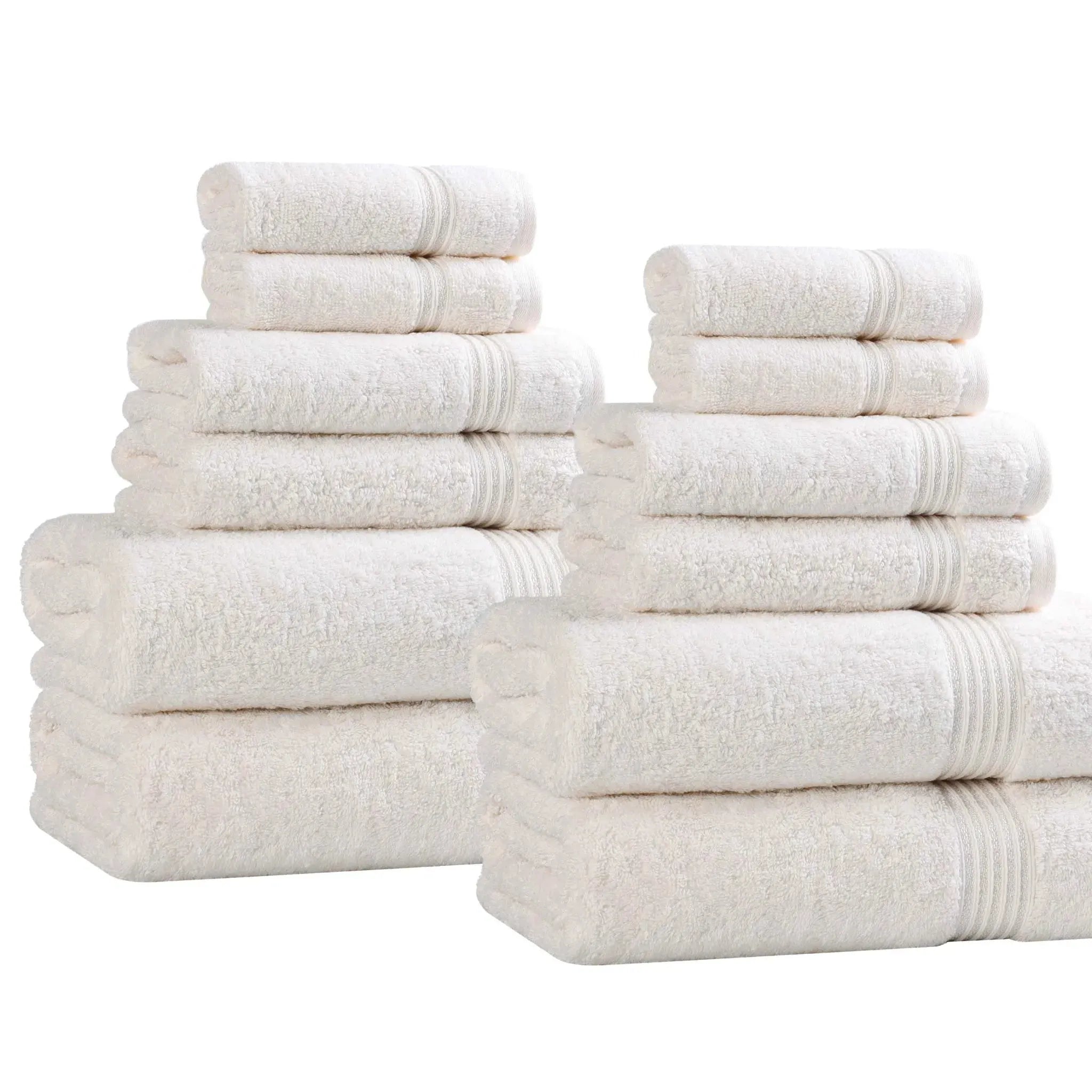 Heritage Egyptian Cotton Plush Absorbent Luxury 12 Piece Towel Set