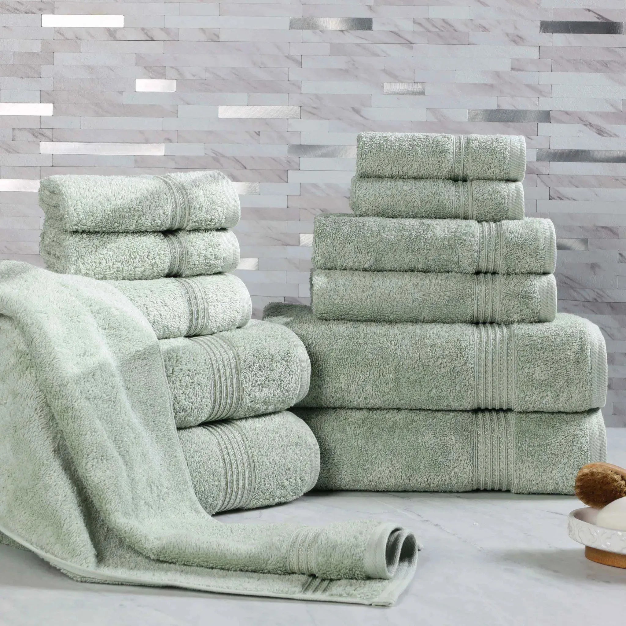 Heritage Egyptian Cotton Plush Absorbent Luxury 12 Piece Towel Set