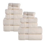 12-Piece Set, 100% Cotton Bathroom Towels, Zero Twist