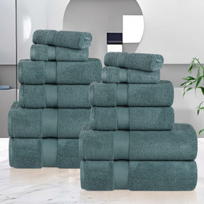 Zero Twist Cotton Ultra-Soft Absorbent Assorted 12 Piece Towel Set