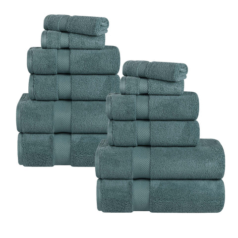 12-Piece Set, 100% Cotton Bathroom Towels, Zero Twist
