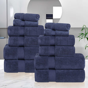 Zero Twist Cotton Ultra-Soft Absorbent Assorted 12 Piece Towel Set