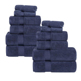 Zero Twist Cotton Ultra-Soft Absorbent Assorted 12 Piece Towel Set