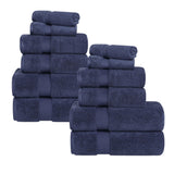 12-Piece Set, 100% Cotton Bathroom Towels, Zero Twist