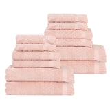 Rolla Cotton Geometric Jacquard Plush Soft Absorbent 12 Piece Towel Set