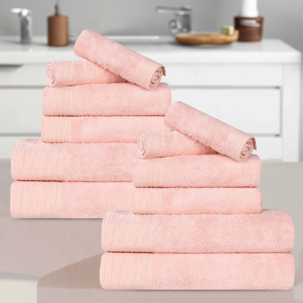 Rayon from Bamboo Eco-Friendly Fluffy Soft Solid 12 Piece Towel Set