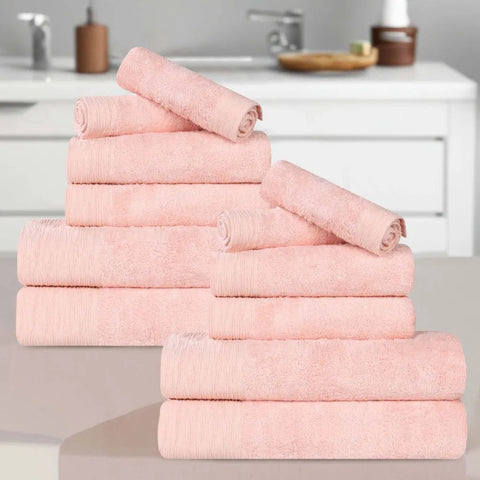 Rayon from Bamboo Eco-Friendly Fluffy Soft Solid 12 Piece Towel Set