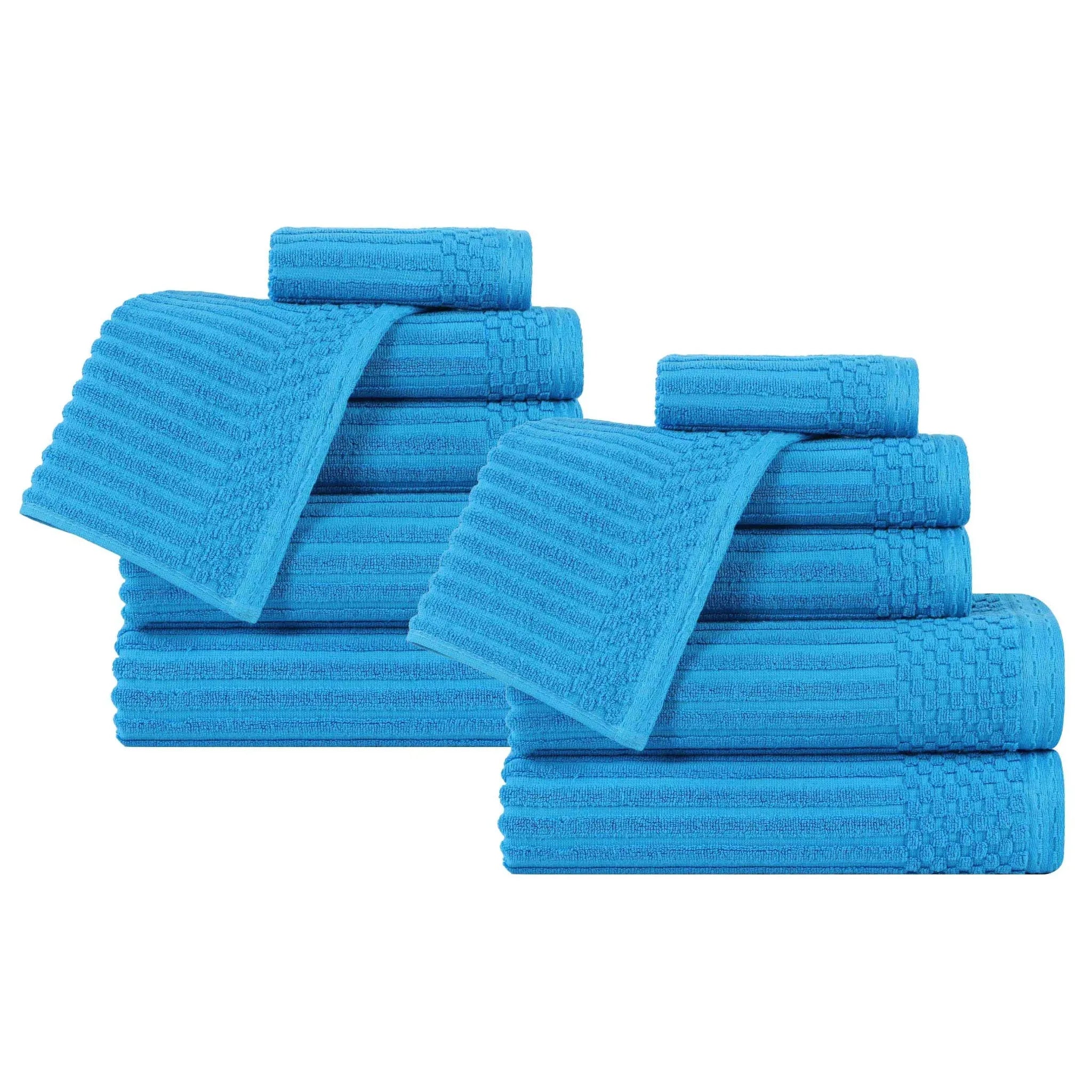 Soho Ribbed Cotton Absorbent Medium Weight 12 Piece Towel Set