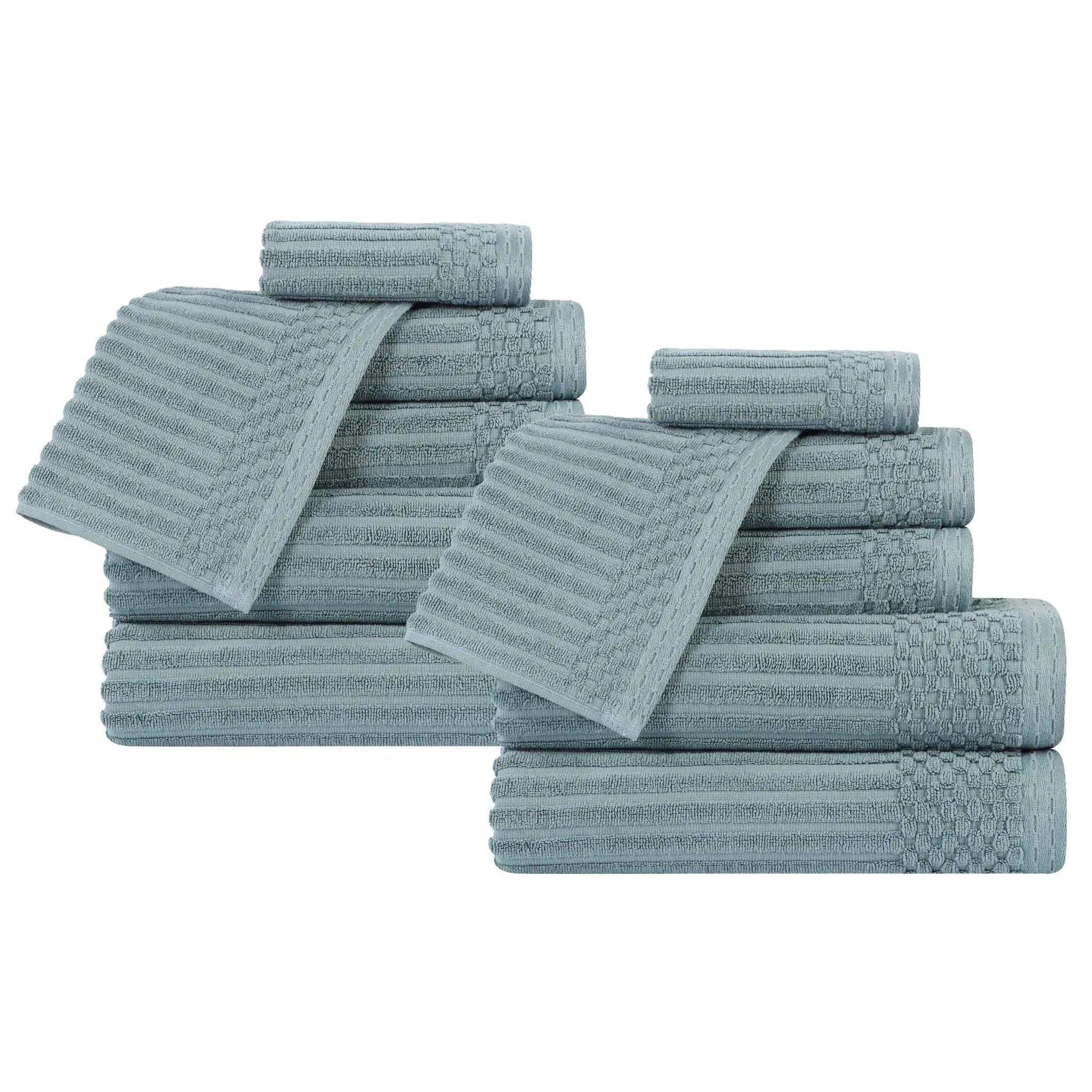 Soho Ribbed Cotton Absorbent Medium Weight 12 Piece Towel Set