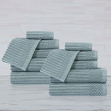 Soho Ribbed Cotton Absorbent Medium Weight 12 Piece Towel Set