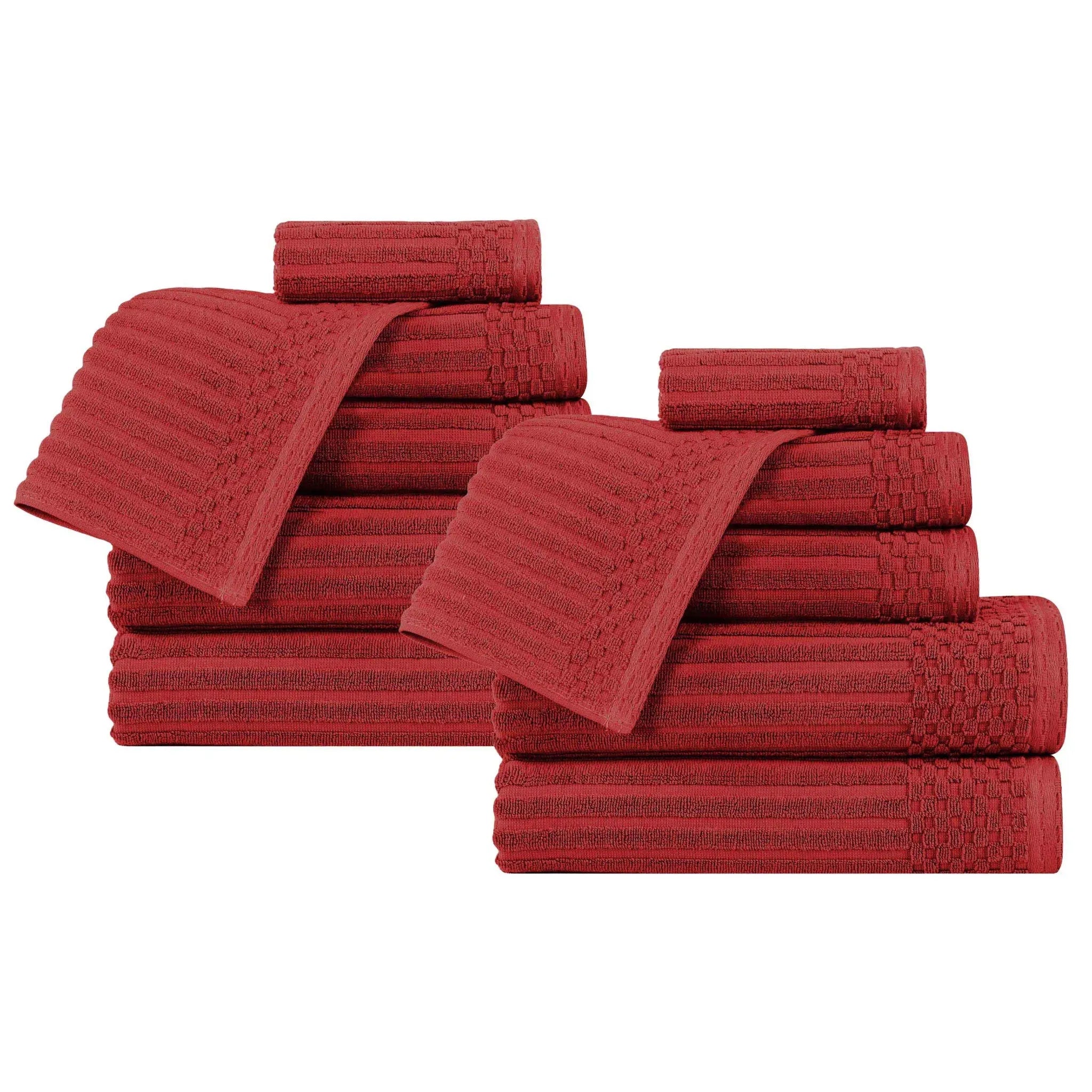Soho Ribbed Cotton Absorbent Medium Weight 12 Piece Towel Set
