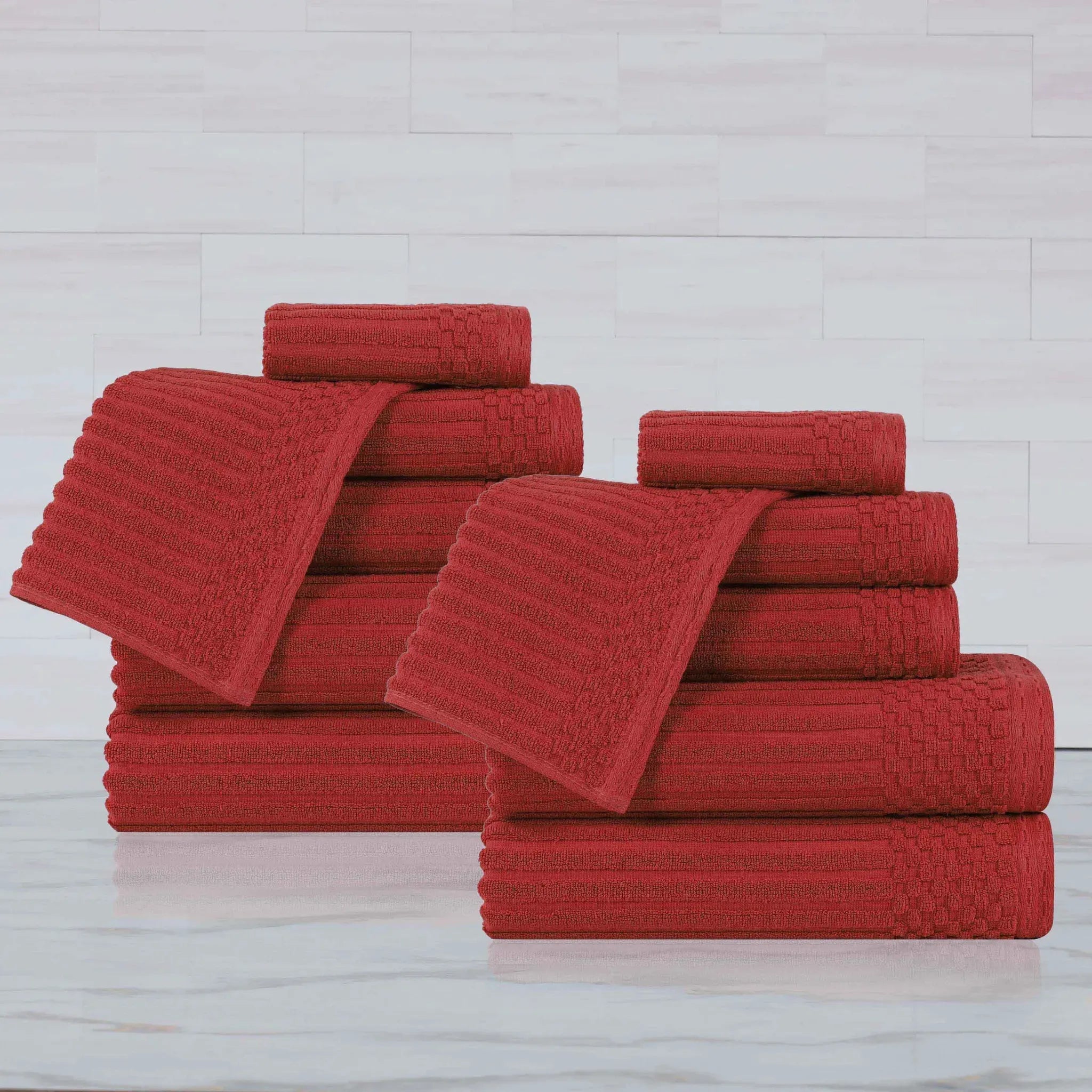 Soho Ribbed Cotton Absorbent Medium Weight 12 Piece Towel Set