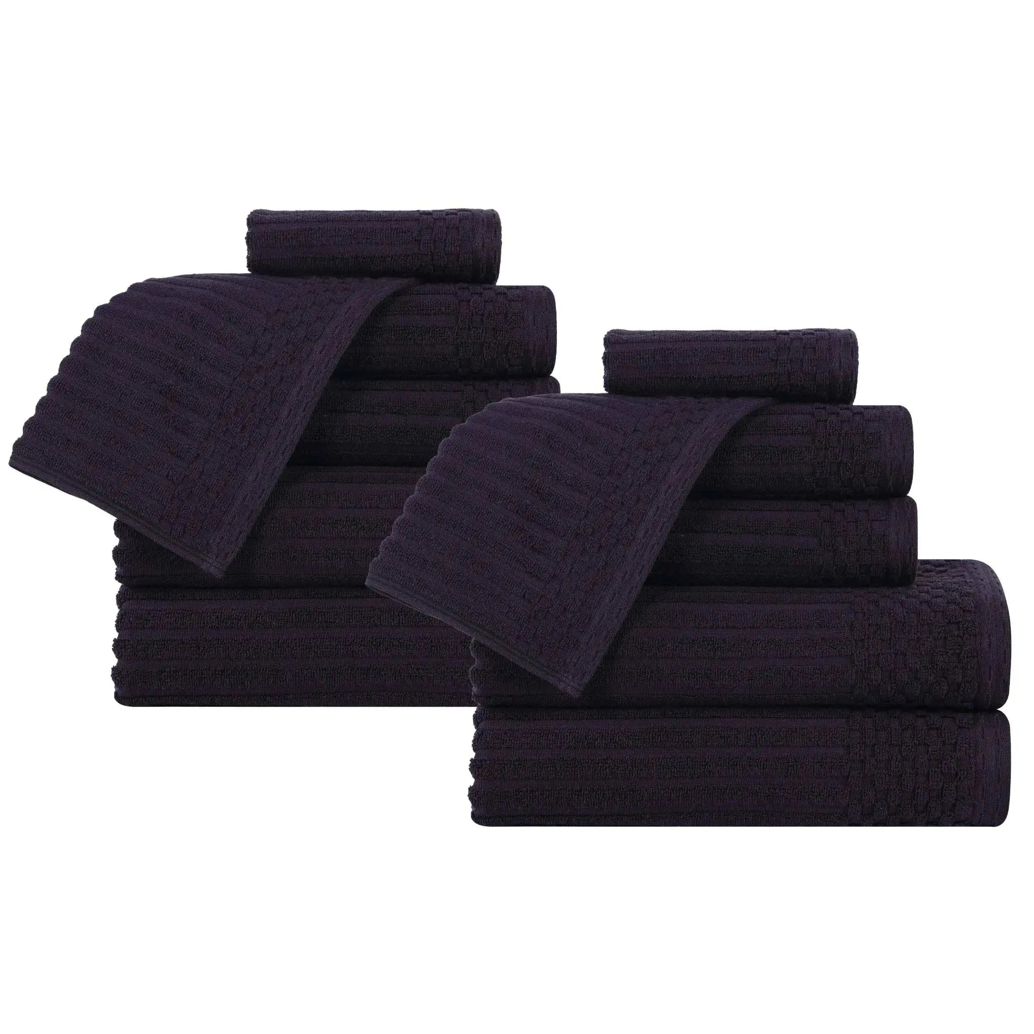 Soho Ribbed Cotton Absorbent Medium Weight 12 Piece Towel Set