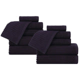 Soho Ribbed Cotton Absorbent Medium Weight 12 Piece Towel Set