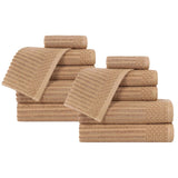 Soho Ribbed Cotton Absorbent Medium Weight 12 Piece Towel Set