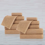 Soho Ribbed Cotton Absorbent Medium Weight 12 Piece Towel Set