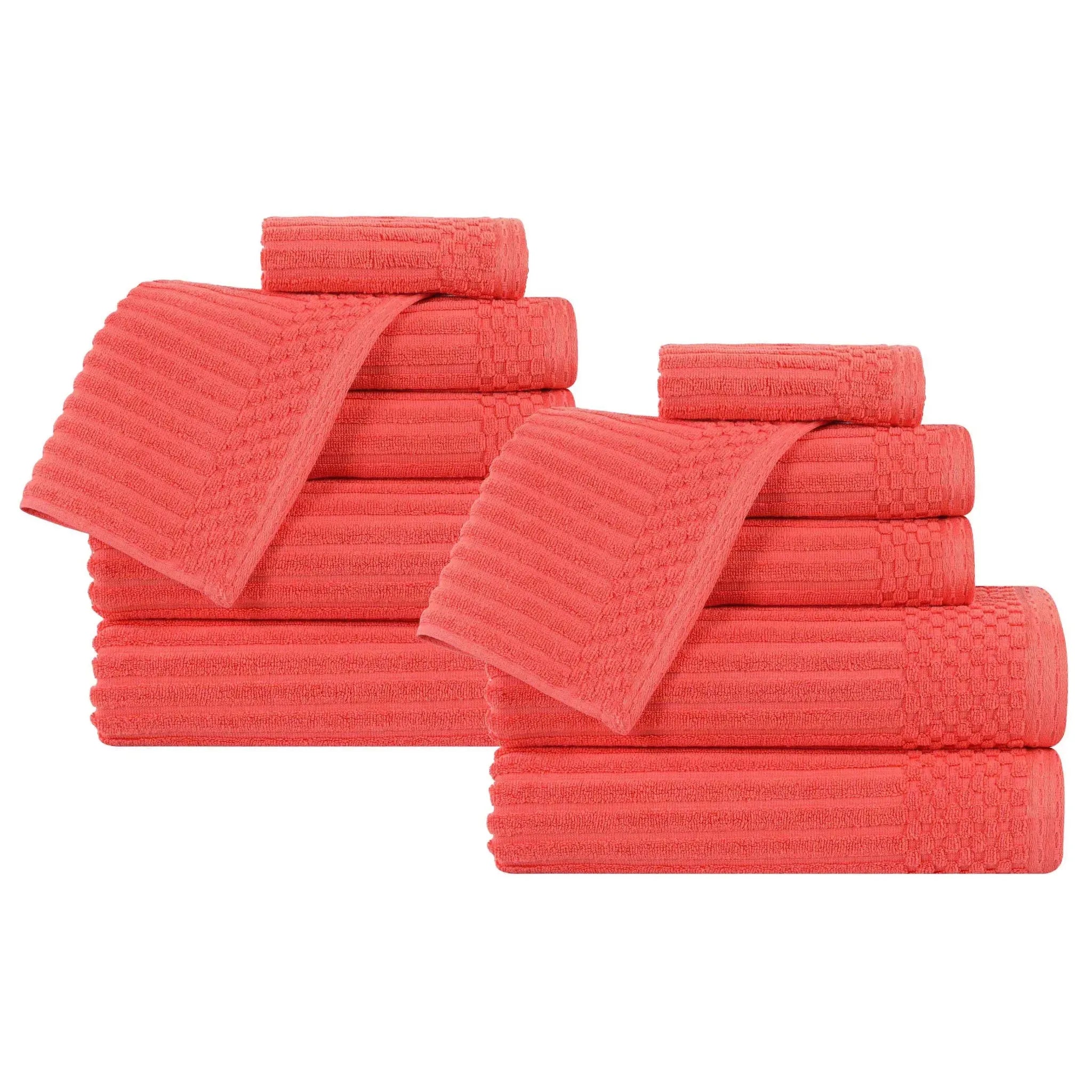Soho Ribbed Cotton Absorbent Medium Weight 12 Piece Towel Set