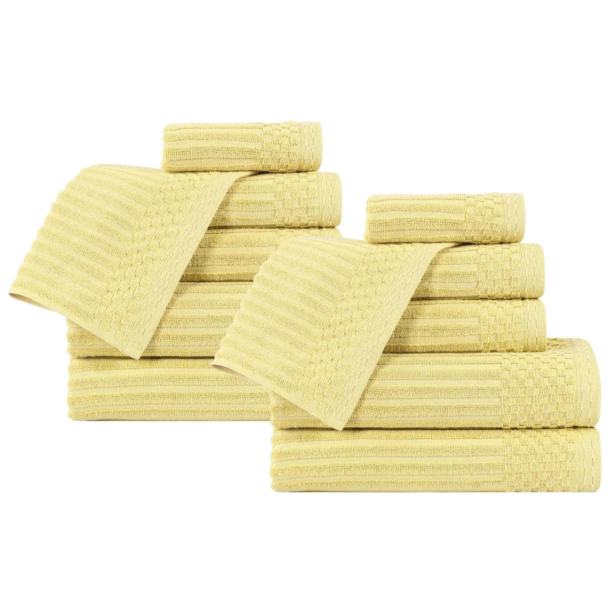 Soho Ribbed Cotton Absorbent Medium Weight 12 Piece Towel Set