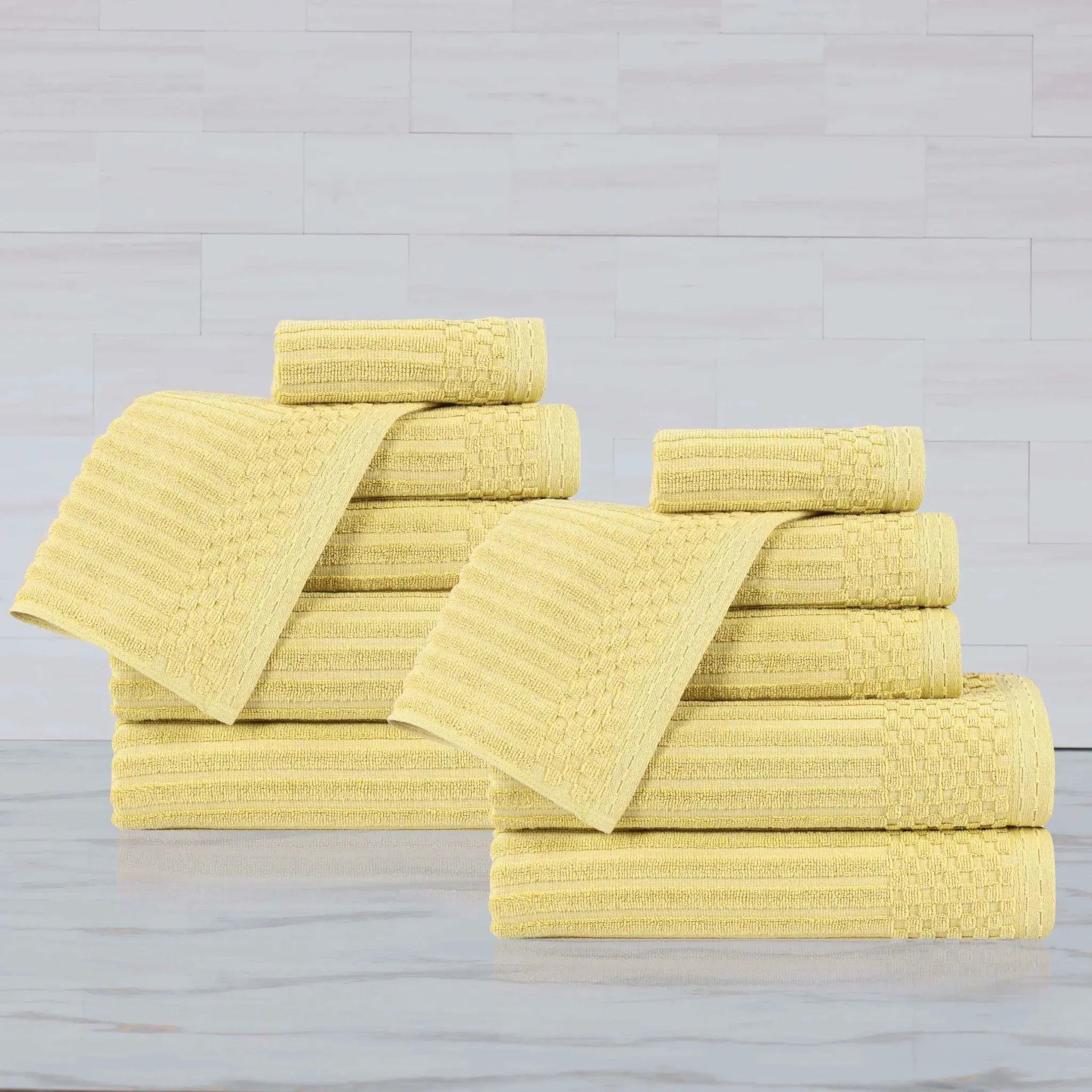 Soho Ribbed Cotton Absorbent Medium Weight 12 Piece Towel Set