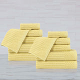 Soho Ribbed Cotton Absorbent Medium Weight 12 Piece Towel Set